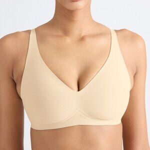Knix Women's Wireless Smooth Everyday Revolution V-Neck Bra in Dune Size XXXL+